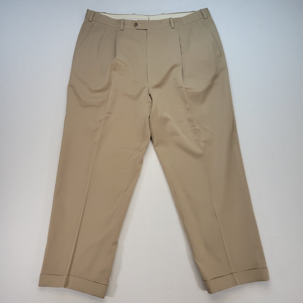 JB Britches Dress Pants Mens 40 Tan Pleated 100% Virgin Wool Cuffed Nordstrom